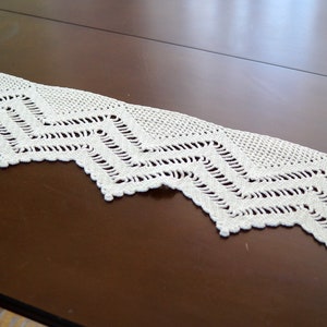 Swedish vintage crochet valance beige, white crochet valance Handmade Window valance Long Window curtain Window dressing 92 cm  x  18 cm
