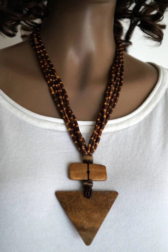 Swedish wooden necklace Boho Bohemian necklace Mi… - image 4