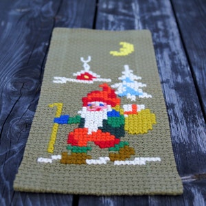 Vintage Swedish Wool Embroidery Wall Hanging: Folk Art Decor