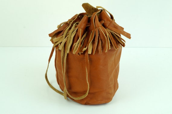 Vintage Genuine Leather Bucket Bag: Handmade Shoulder Bag