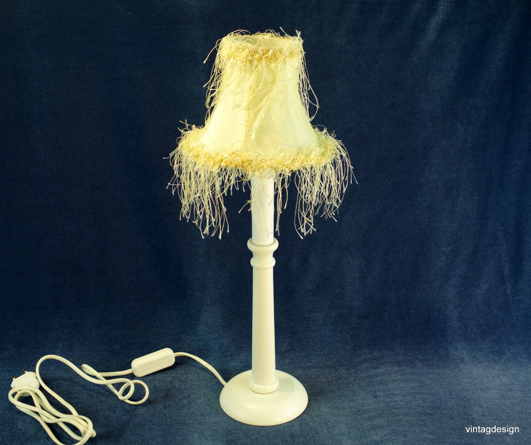 Vintage Table Lamp Antique Wooden and Lamp Desk Lamp White Etsy