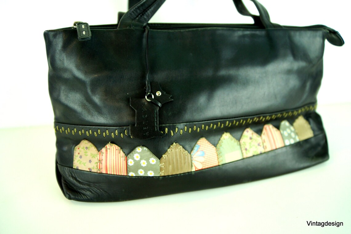 Vintage Black Leather Handbag: 80s Retro Womens Bag, foto 2 di 5