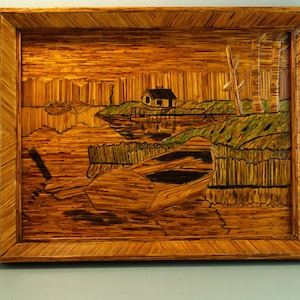 Old Swedish wooden Relief Painting Plaque Carved Wood High Relief plaque Wood Relief Picture Handcarved Engraved Unique Nordic wall Plaque