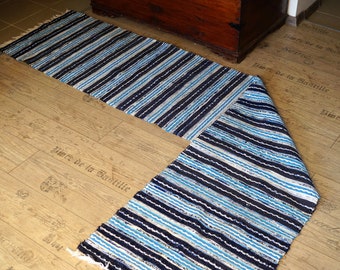 Vintage Hand Loomed Rag Rug Runner: Swedish Cottage Style