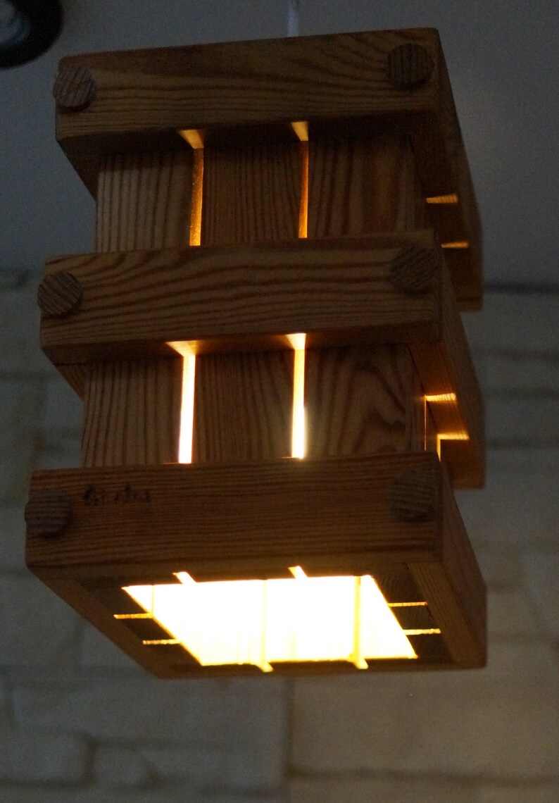 Swedish vintage Wooden Lamp Wood Pendant Lamp Hanging Wood Lamp Handmade Scandinavian Design Lamp Ceiling Lamp Electric Light Hanging Lamp