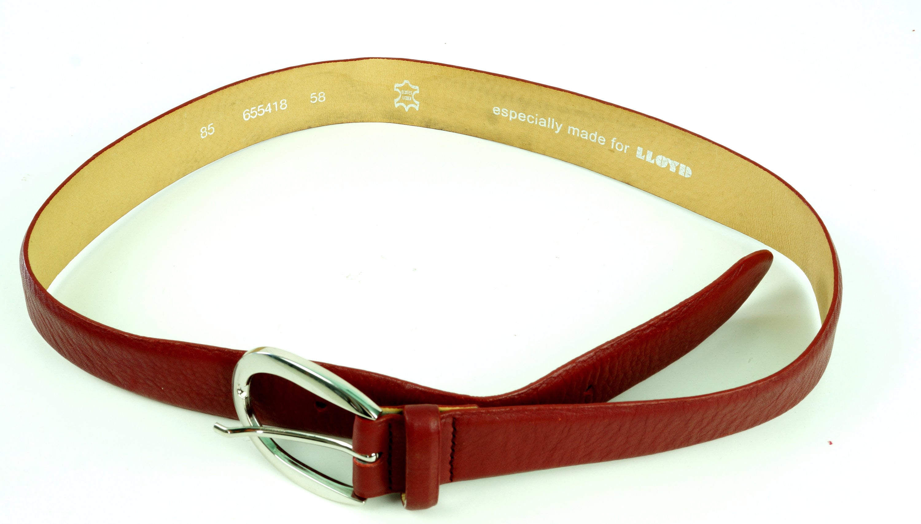 Cintura In Pelle LLOYD Thin Belt W95 – Colore Cognac – Larghezza 3,5 Cm – Accorciabile – Uomo - 3