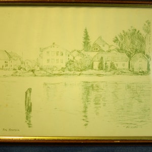 Hand painted pencil drawing, Graphite painting. Original vintage sketch art.