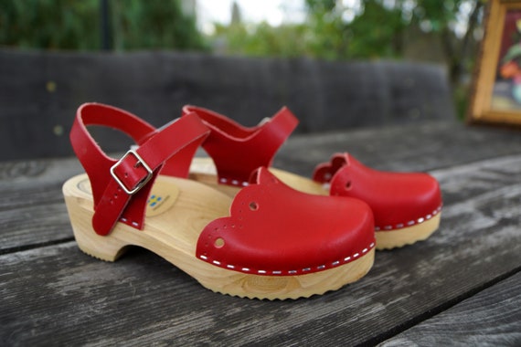 Wood clogs Boho shoes Vintage wooden clogs Eur 37