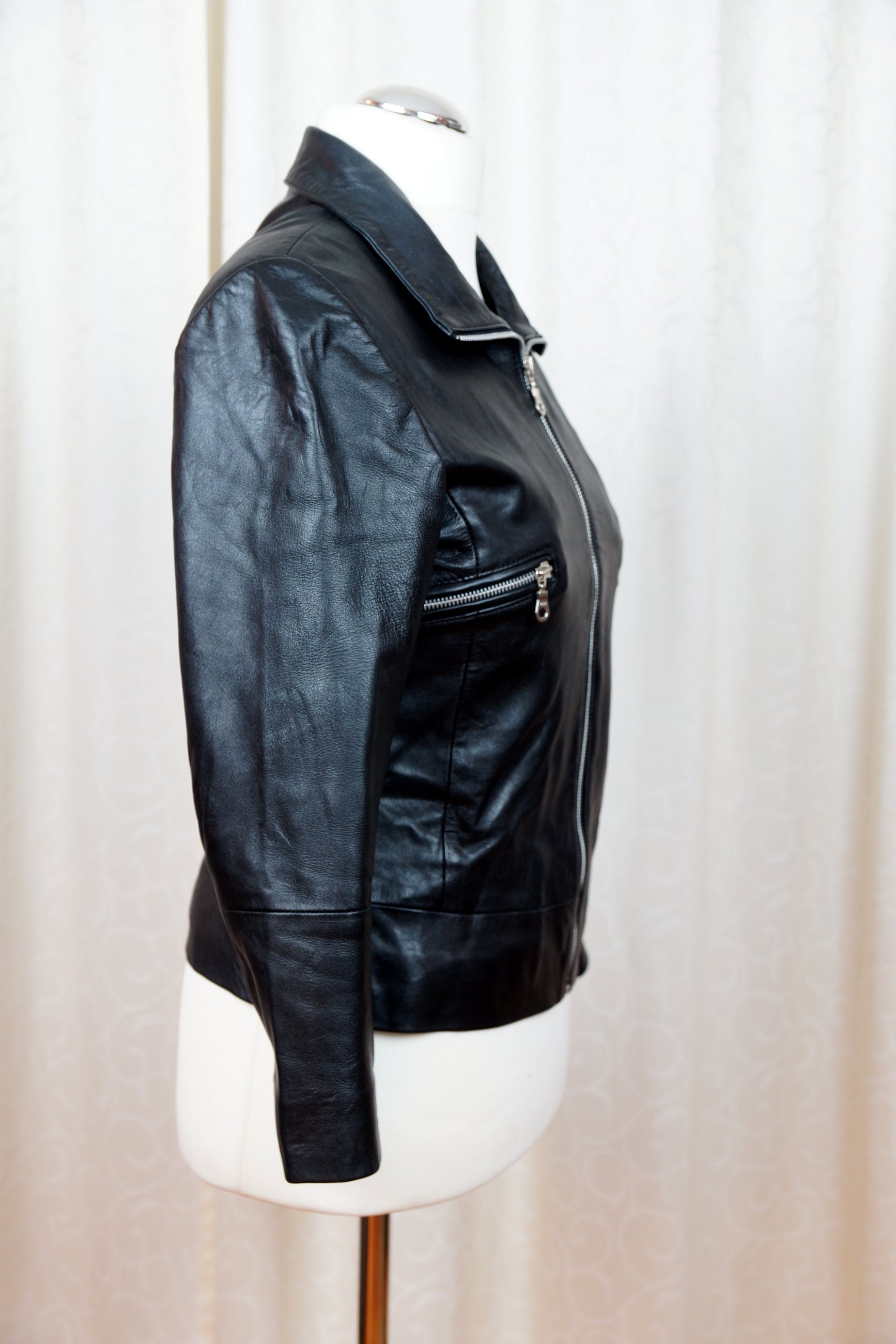 Vintage S 2000 Original Leather Jacket Biker Jacket Black