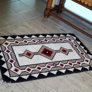 Vintage Swedish Rag Rug, Hand Woven Wool Rug, Red, Blue Yellow Rug Handmade Woolen Carpet Scandinavian Rug Cottage Floor Runner Rustic decor
