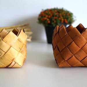 Vintage Swedish Birch Bark Box Set: Handwoven Scandinavian Decor