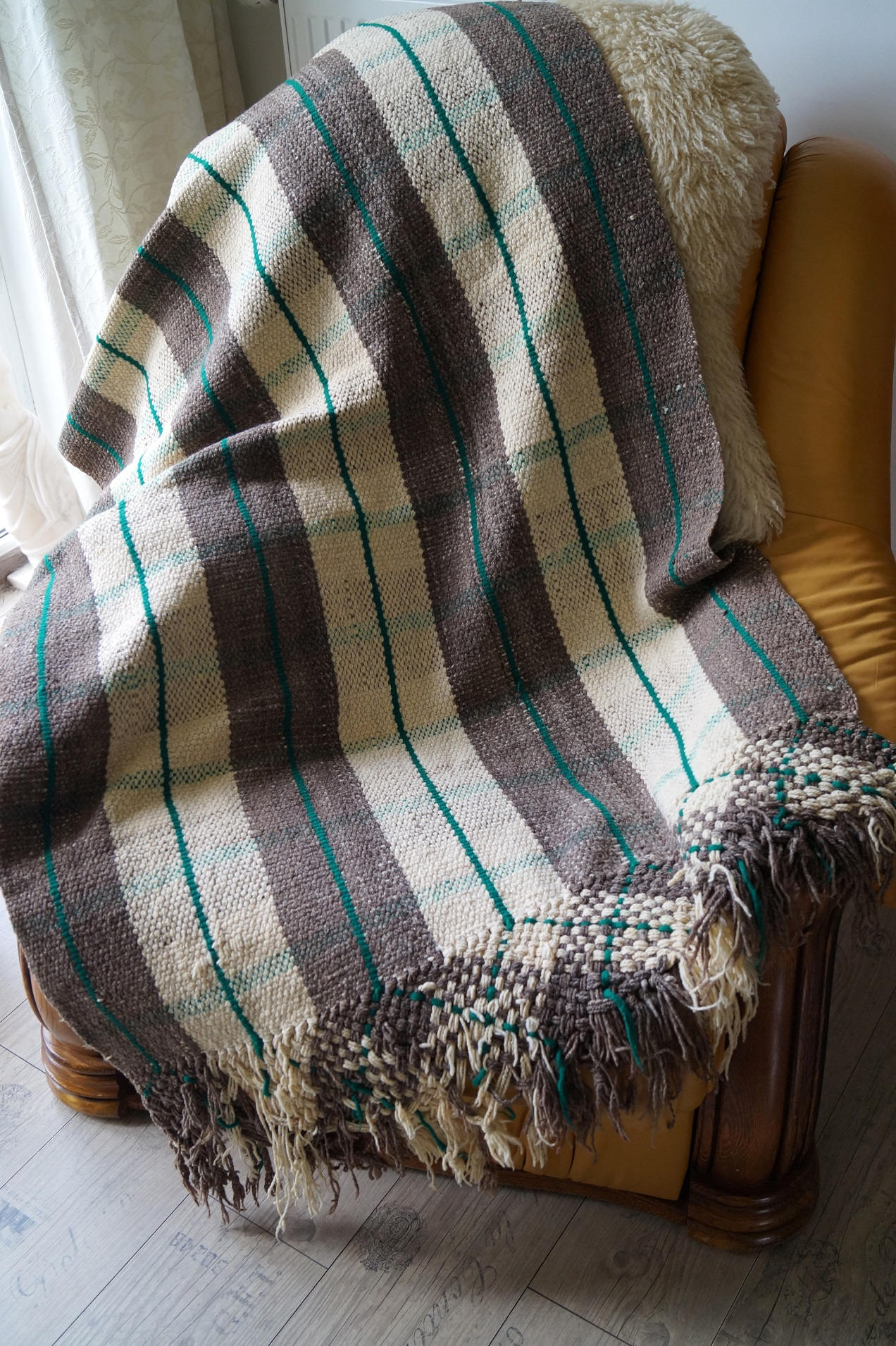 Vintage Woven Wool Bed Cover Fringed Chair Throw 185 x 90cm / Etsy