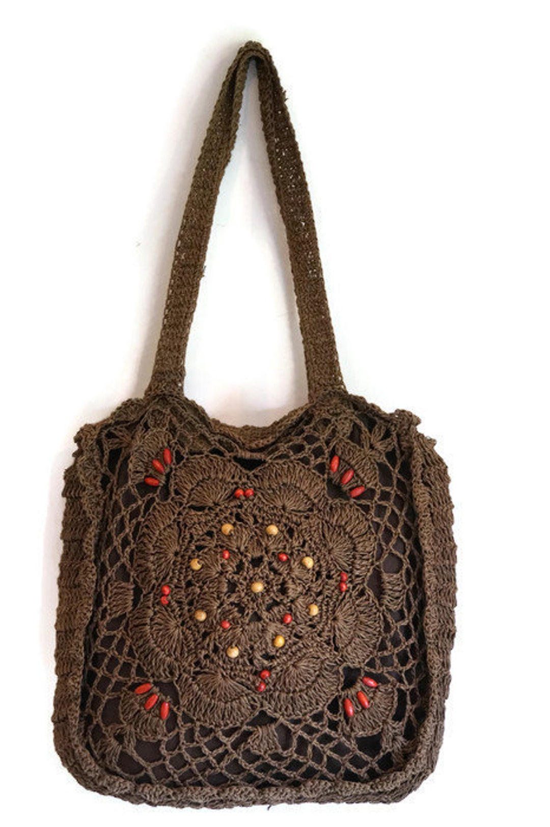 Vintage Crocheted Shoulder Bag. Boho Bag. Handmade Beaded Bag - Etsy