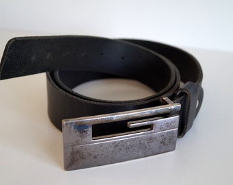 Black Leather Coin Belt: Brass Buckle, Boho Rocker Style - Etsy display picture 1