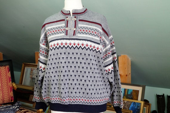 wool winter Holiday folk Vintage traditional Norwegian sweater