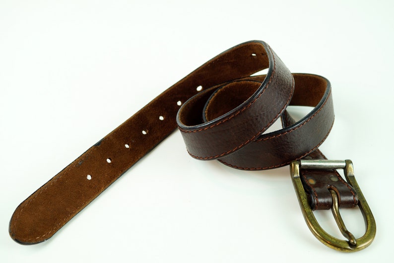 Brown leather belt. Very thick leather belt. Genuine leather Etsy