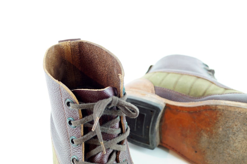 excellent condition square toed hiking boots, leather Weron boots canvas 1960s SWEDISH MILITARY BOOTS Tretorn quality work boot