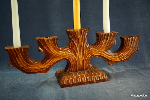 スウェーデン製　ヴィンテージ木製キャンドルホルダー スウェーデン製ヴィンテージ木製燭台：手作り5本キャンドル