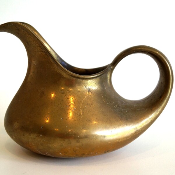 Bronze Pitcher Vintage solid bronze 1kg heavy Jug with handle Antique Pitcher Very thich walls cast bronze vase Hand crafted  Milk Cream Pot