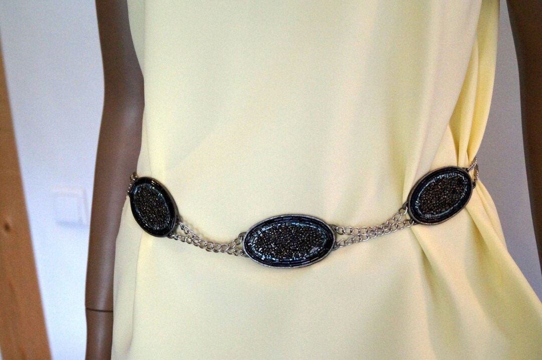 VTG Blue/White Circle Ring Chain Adjustable Belt Boho Hippie Pre-Loved Boho Circle Belt - Etsy main image 4