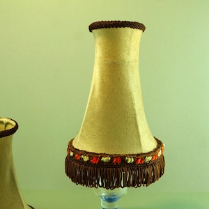 French Vintage beige Lampshades Fabric Covered Lamp Shades Fringed Lampshades  Boho, Shabby chic, Retro Lampshades, lamp shades