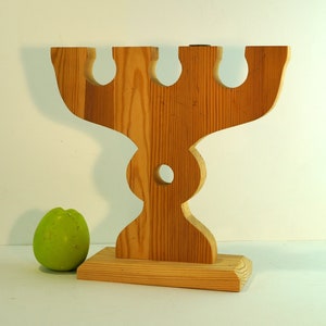 Swedish Vintage Large Wooden candle holder Handmade Candelabra It holds 4 candles Scandinavian retro design Rustic primitive candleholder