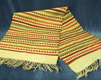 Vintage Swedish Rag Rug: Striped Handwoven Scandinavian Runner