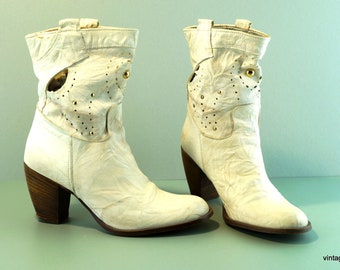 Vintage Lace Ankle Boots, Damen Stiefel Echtleder Stiefel Eur Größe 37