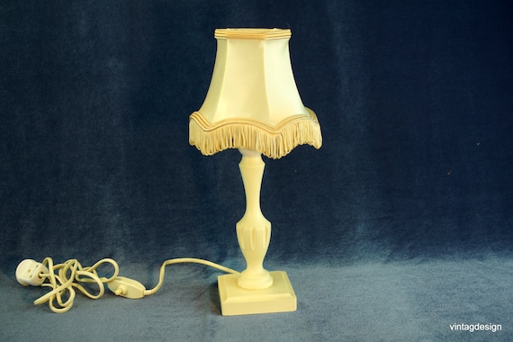 Vintage Swedish Wooden Table Lamp: Bedside Nightstand Light