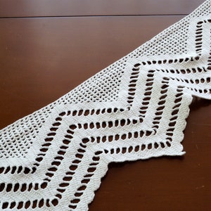 Swedish Vintage Crochet Valance: Handmade White Window Curtain