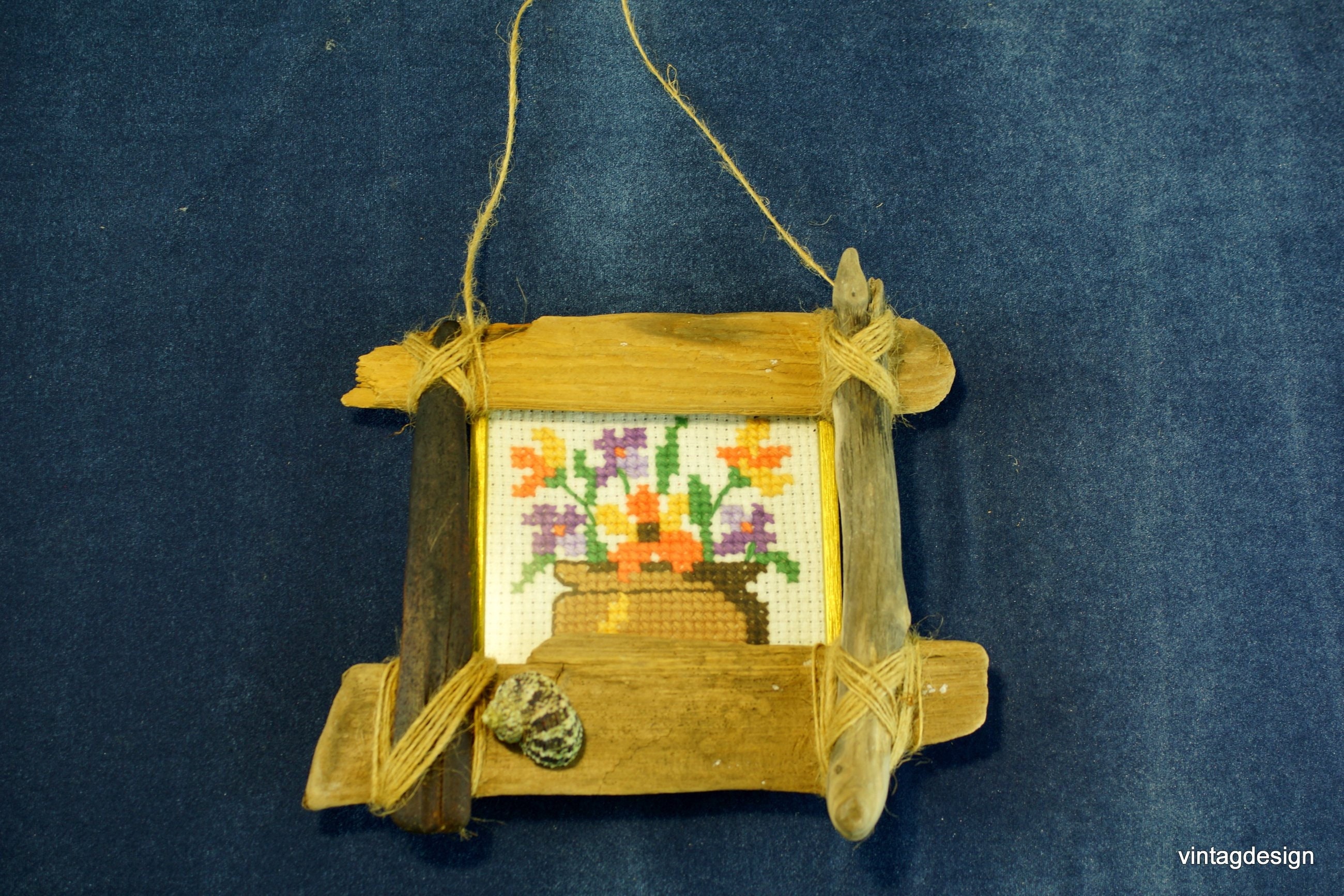 バルト海流木フレーム：素朴な海岸のウォールアート（21 x 24 cm 
