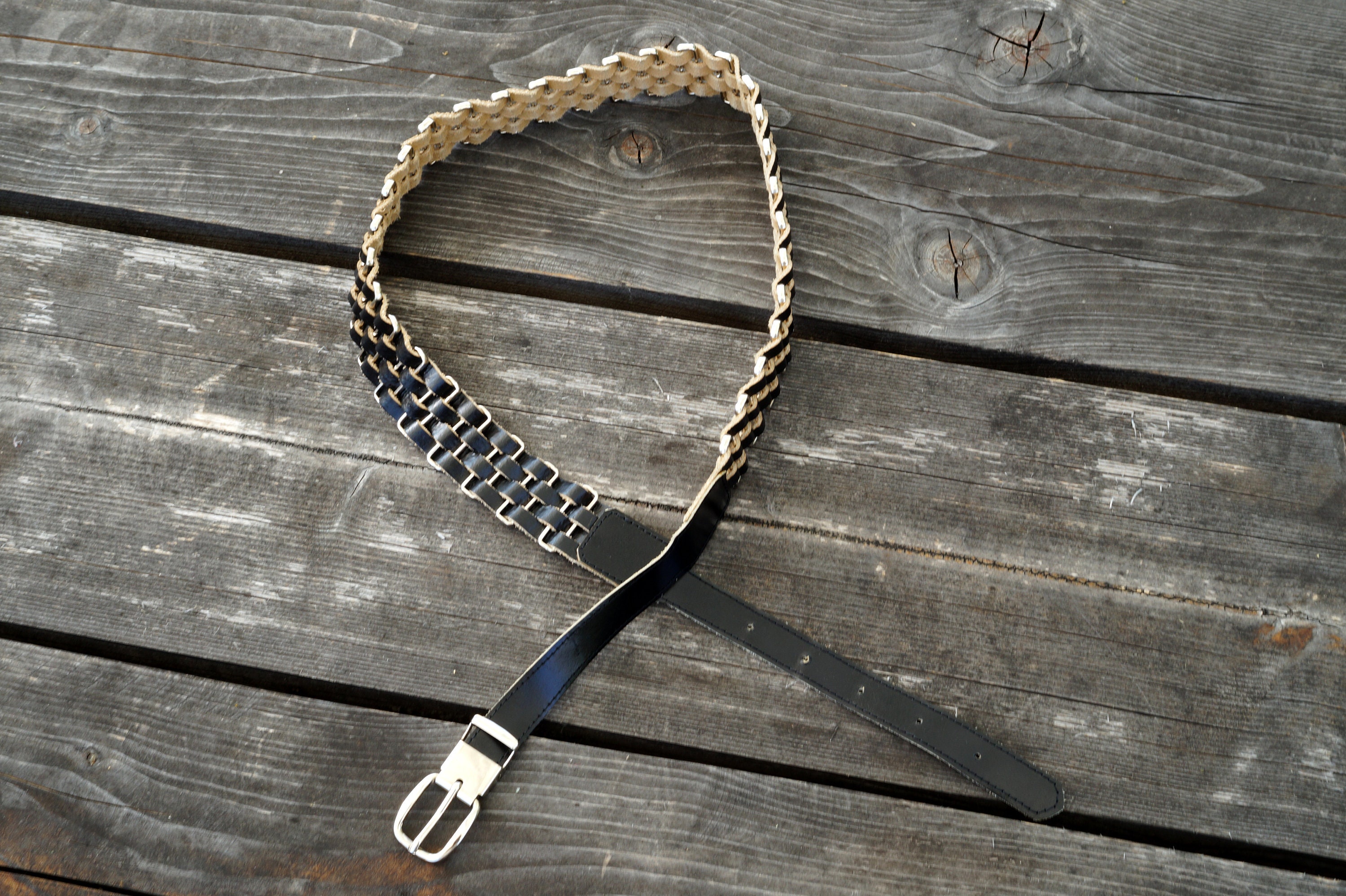 Vintage black suede leather braided boho belt Anderson main image 2