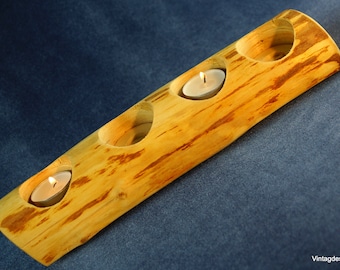 Handmade Wooden Candle Holder: Rustic Farmhouse Scandinavian Decor