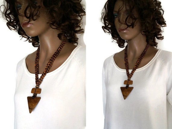 Swedish wooden necklace Boho Bohemian necklace Mi… - image 5