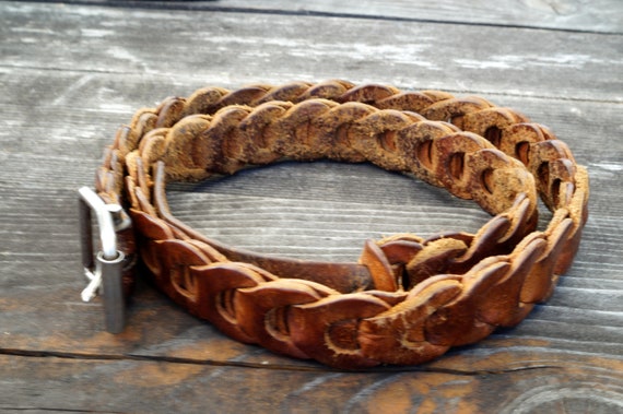 Vintage Braided Leather Belt: 80s Boho Style, XS-S (91cm) - Etsy display picture 2