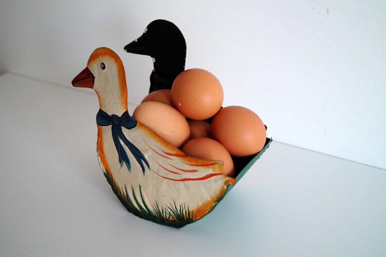 Easter Decor. Vintage Metal Duck Egg Holder. Duck Decor Etsy