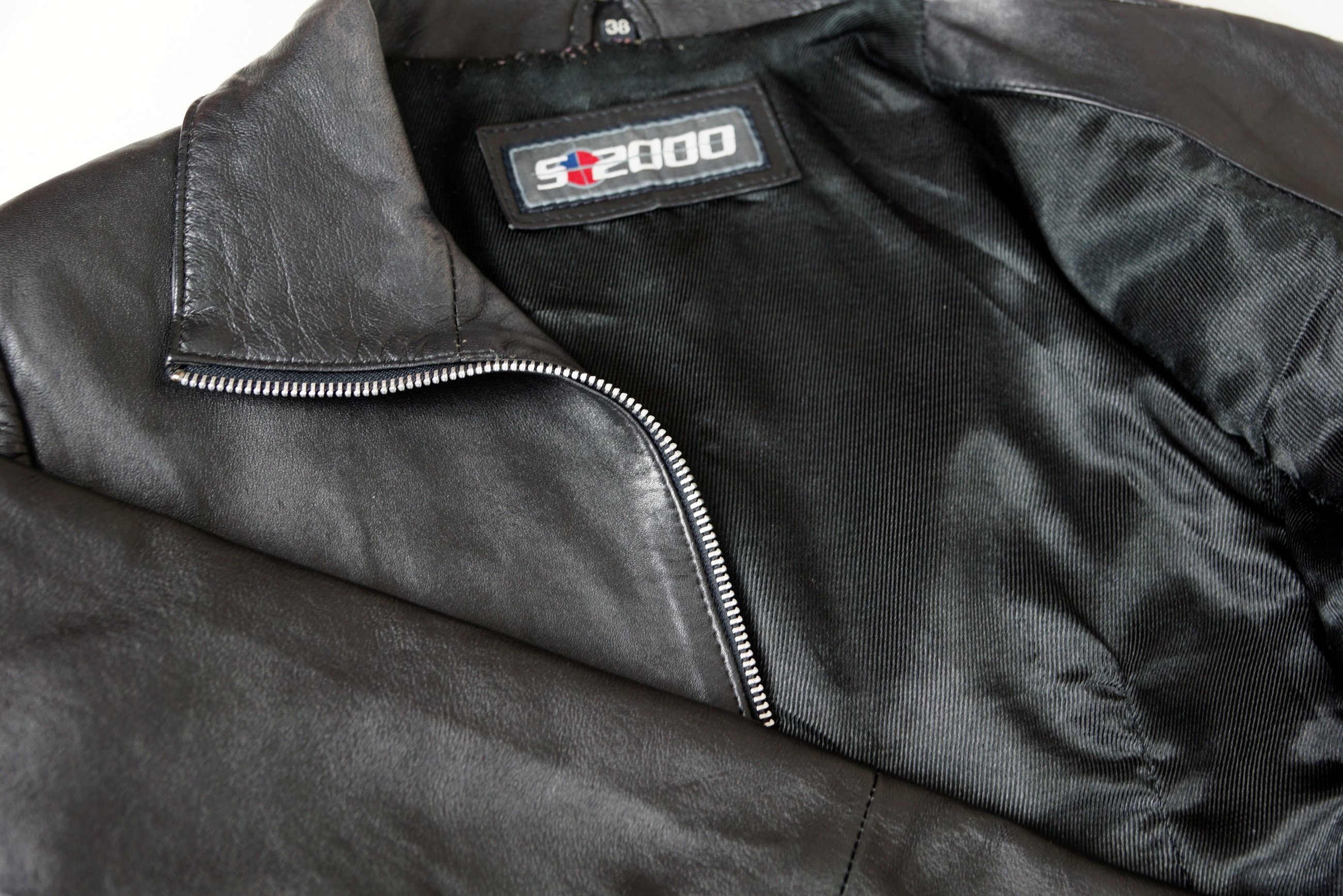 Vintage S 2000 Original Leather Jacket Biker Jacket Black