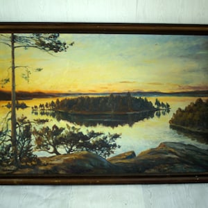 Original Swedish Oil painting 1933 Still life Landscape Painting on canvas Original signed painting Original artwork Scandinavian wall art