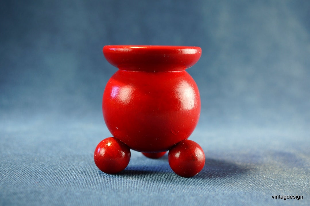 Vintage Red Wooden Candle Holders Swedish Natural Handmade Etsy