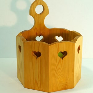 Vintage Handcarved Swedish Wooden Tray: Heart Cutout Rustic Decor