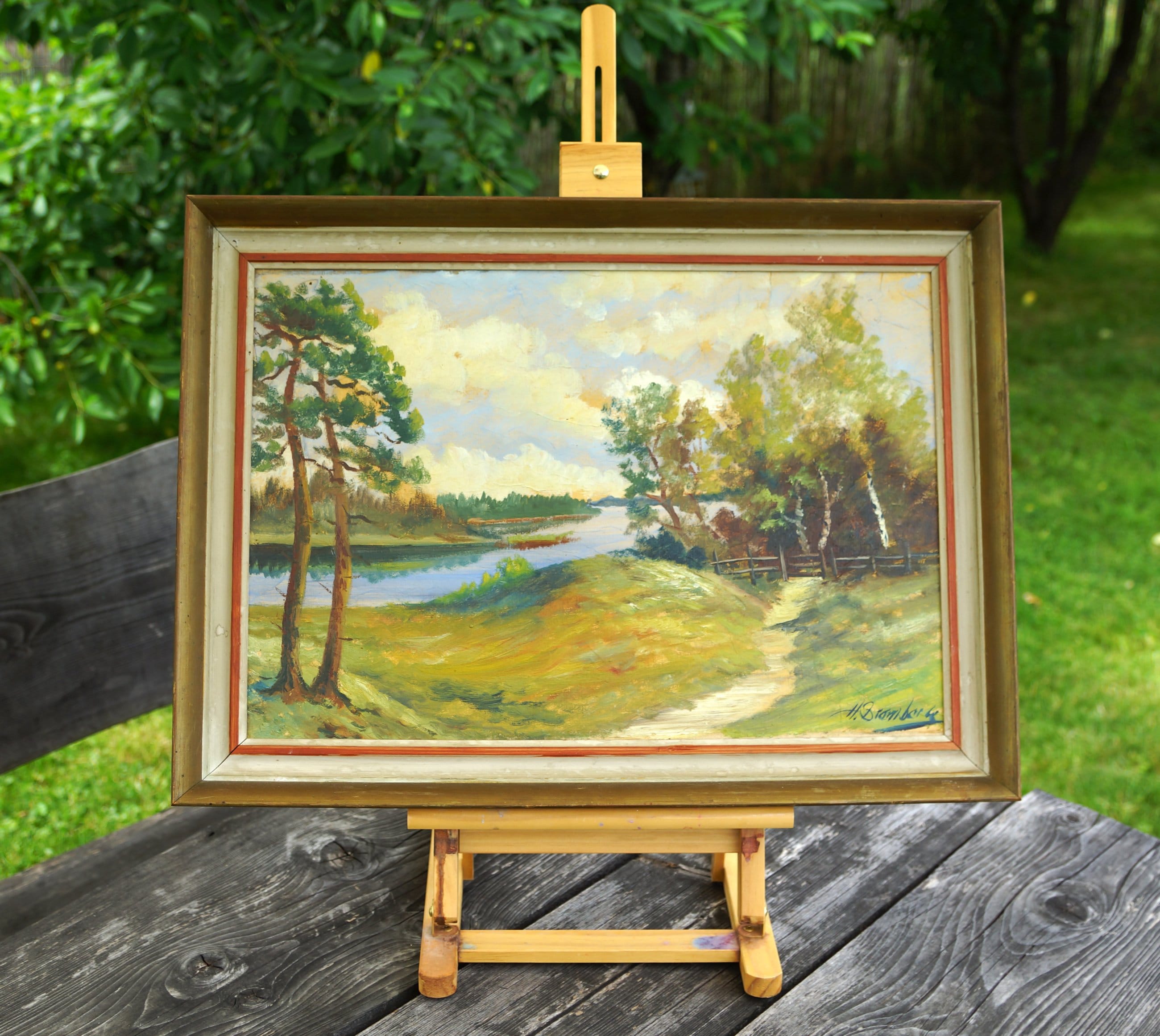 * vintage picture ❀ スウェーデンの街並み 風景画 油絵 スウェーデン 絵画 風景画 ストックホルム 北欧 絵 インテリア