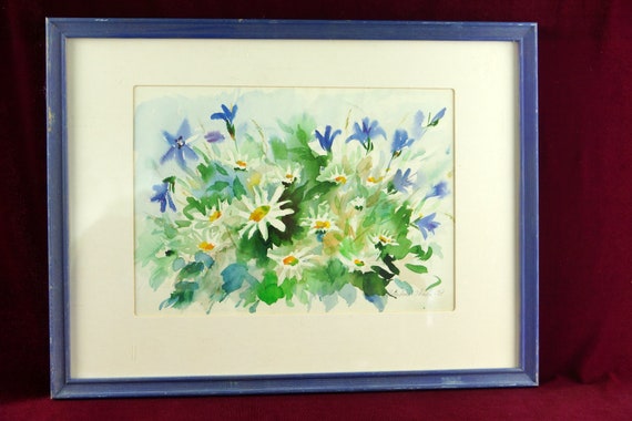 ヴィンテージドイツ水彩画：花の静物画、額入りアート - Etsy 日本