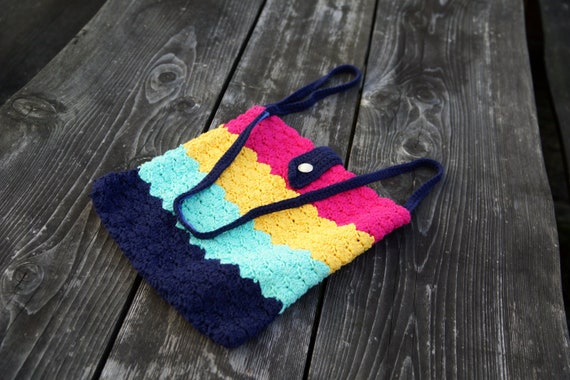Vintage Crocheted Shoulder bag. Boho bag. Handmad… - image 6