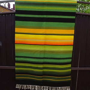 Swedish Woven Wool Wall Hanging: Geometric Scandinavian Folk Art