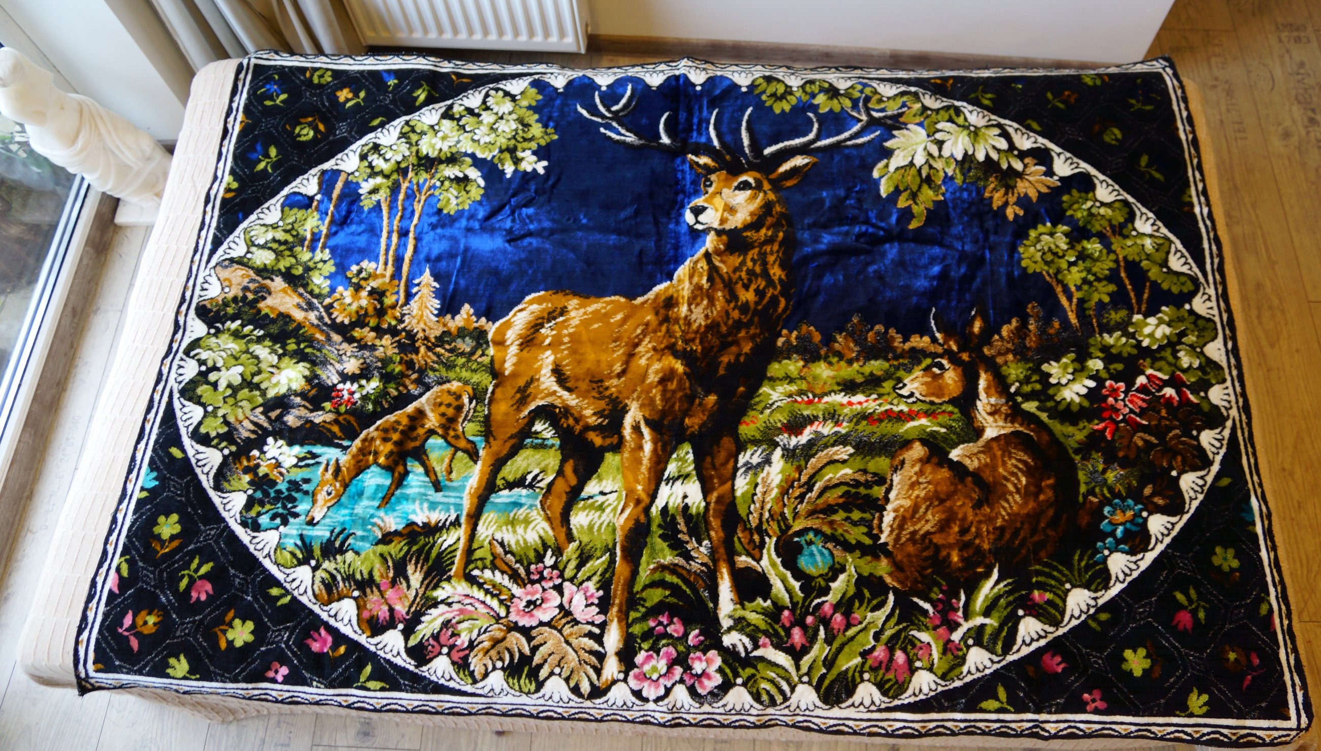 Vintage Tapestry The Deer in the forest near the river Retro | Etsy