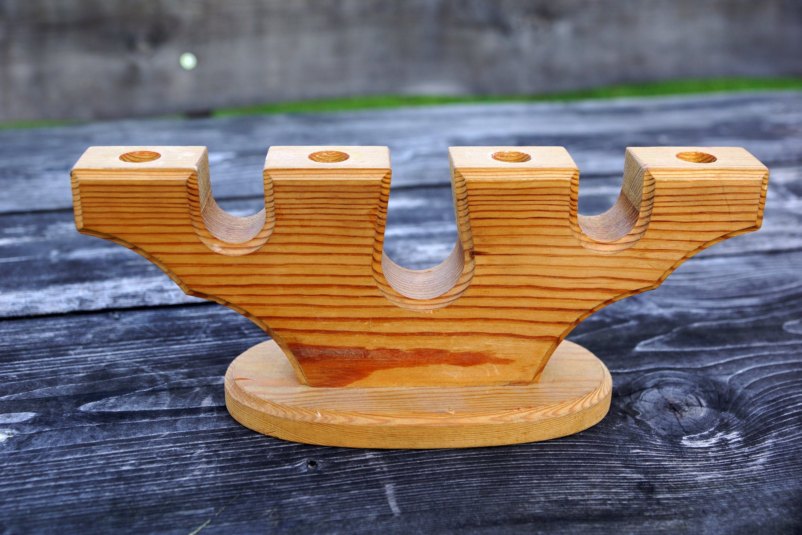 Vintage Swedish Wooden Christmas Candle Holder: Nordic Folk Art