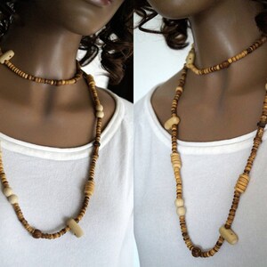 Boho wooden beads necklace Vintage handmade wood beads necklace Vintage jewelry Nordic vintage necklace Tribal Fashion beads