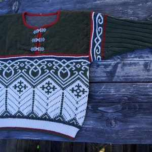Vintage Wolle Pullover Männer Winter Pullover Herren S Größe Pullover. Weicher Wollpullover. Nordisches Muster gestrickt 100% Wolle Made in Sweden