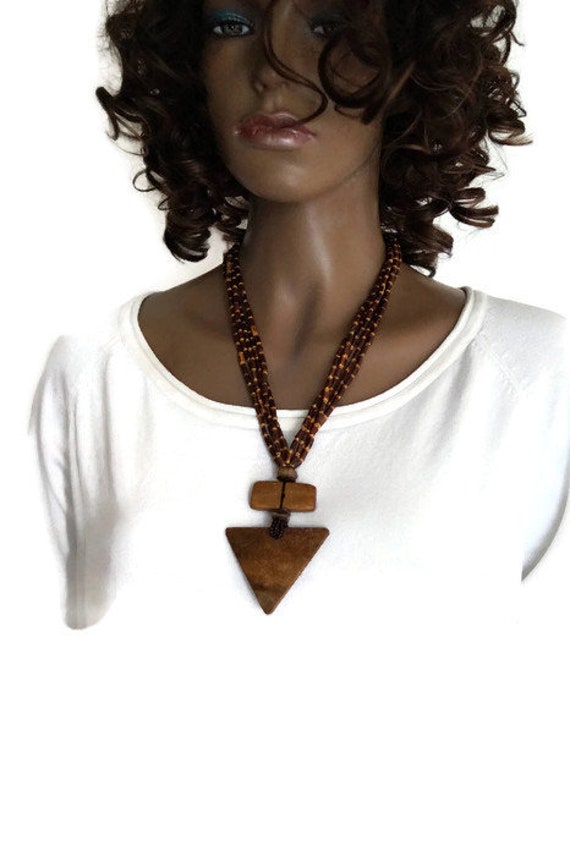 Swedish wooden necklace Boho Bohemian necklace Mi… - image 1