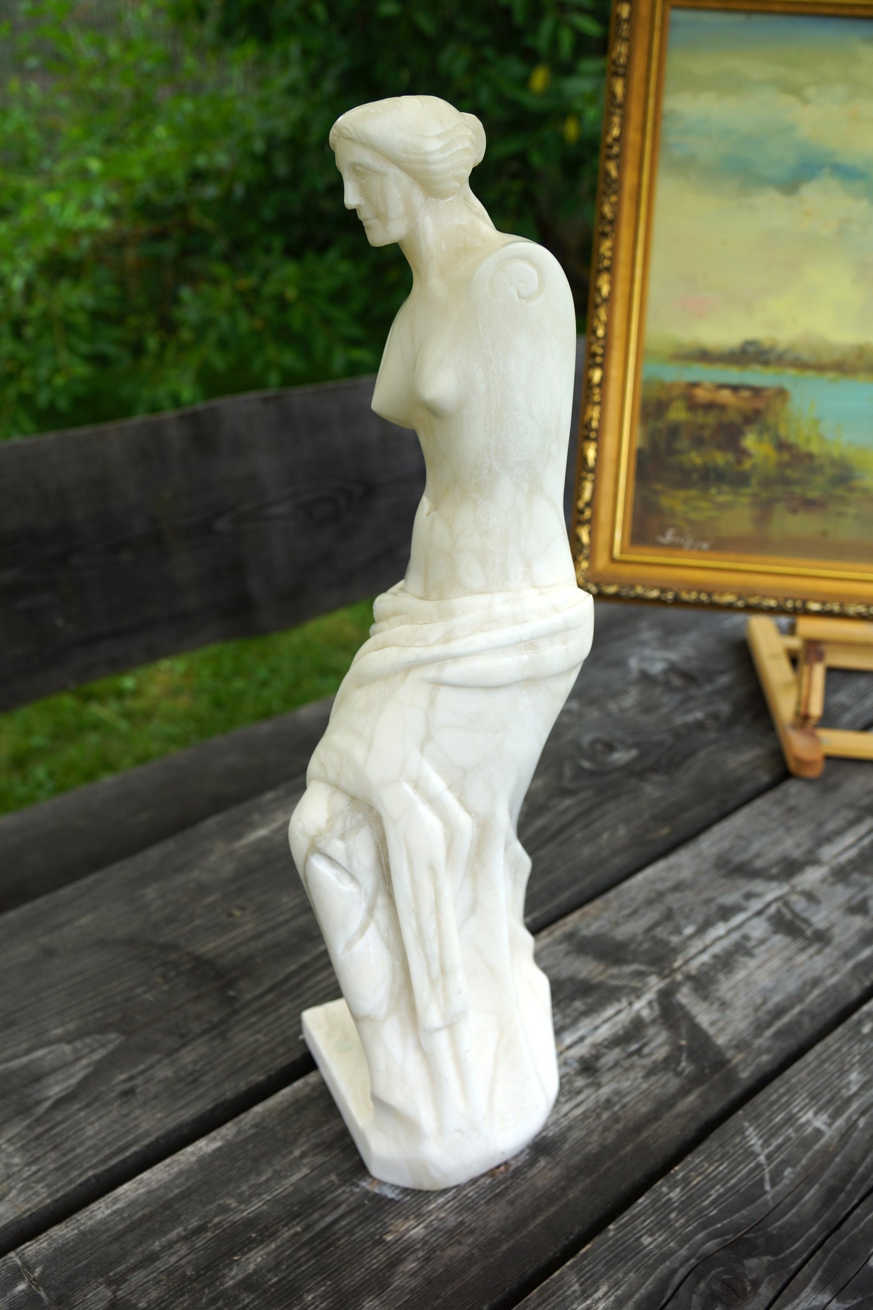 手作りアラバスター製ミロのヴィーナス像 - ギリシャの女神彫刻 (23.62